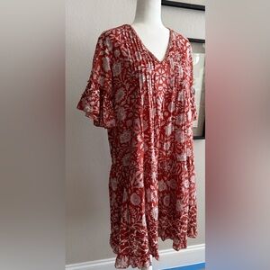 UNCLE FRANK Anthropologie Fall Ruffle Sleeve Beaded Babydoll Dress Size S
